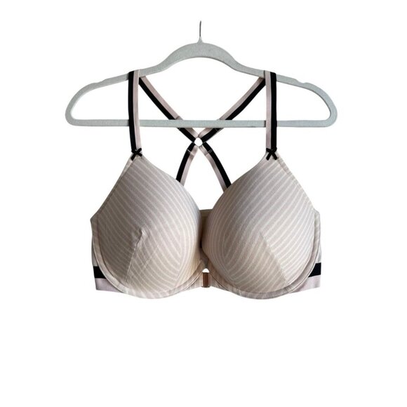 Cacique Women's Pink Plunge Front Close Bra 42DD Push Up Underwire Crossback - Picture 1 of 12